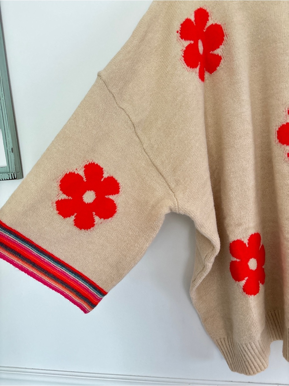 Easel Plus Crewneck Floral Sweater Size 2X Neutral Cozy Chic Boho * E10 - Picture 8 of 16